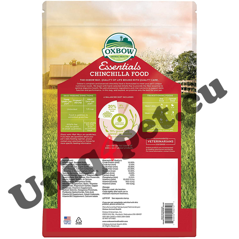 Oxbow Chinchilla Food 1,36 kg - hrana za činčile