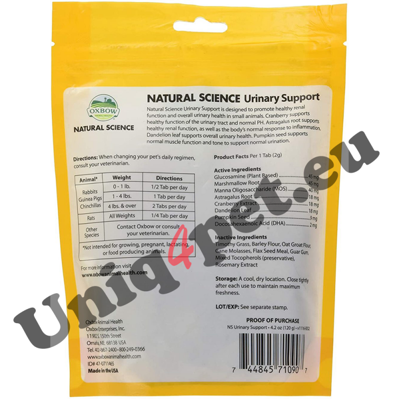 Oxbow Natural Science Urinary Support, 60 Tab - za podporo sečil